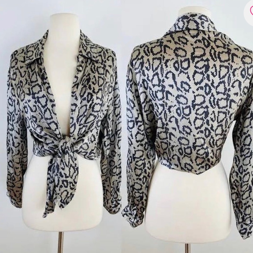 Silk Python Snake Print Silk Blouse - image 2